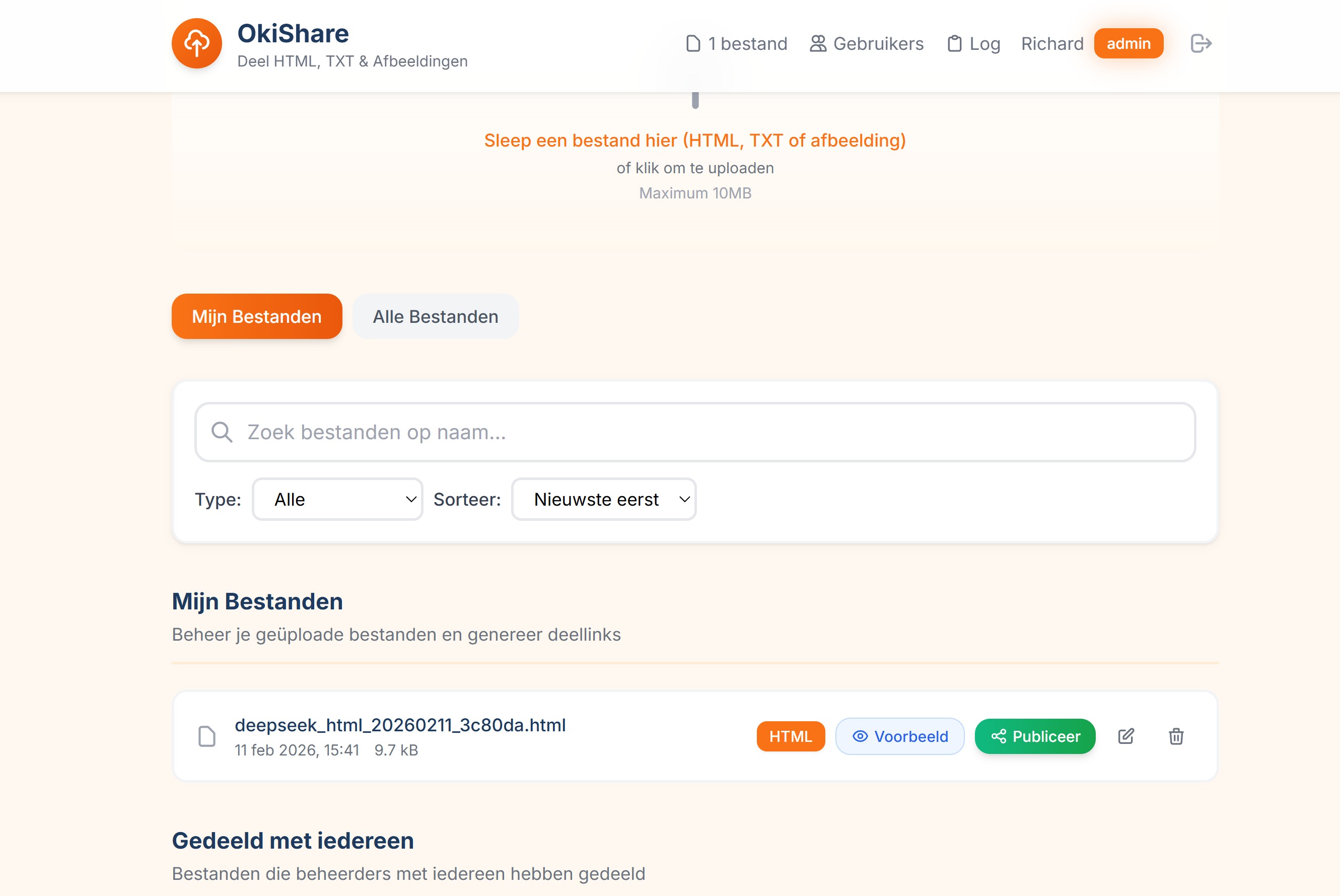OkiShare: Eenvoudig HTML Delen & Beheren — Efficiënt HTML delen met gebruikersbeheer